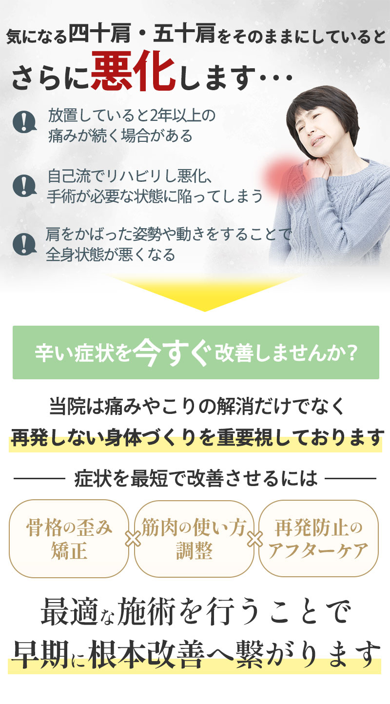 四十肩・五十肩をそのままにしていると･･･